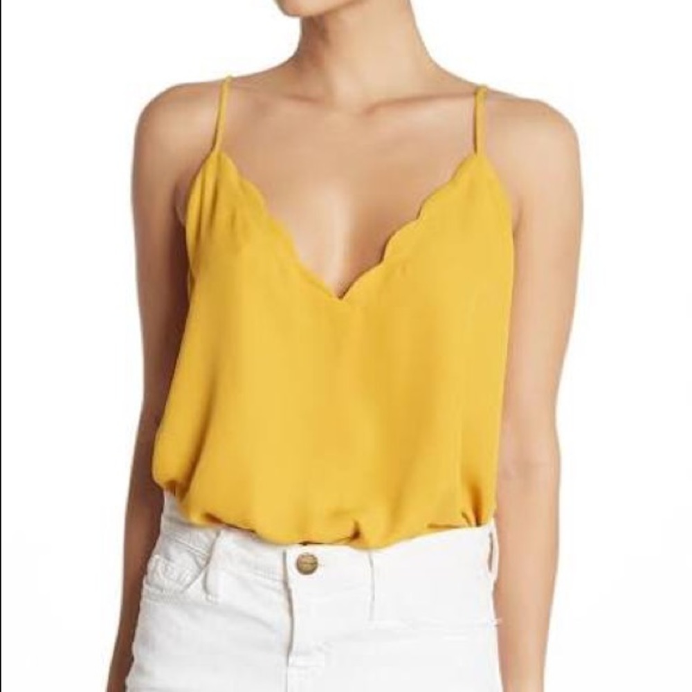 Yellow Bevello scalloped tank top